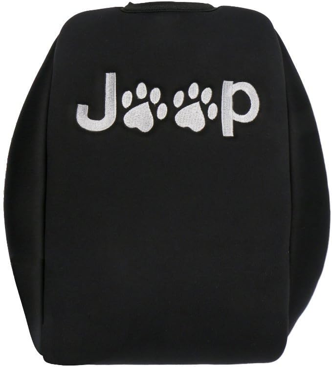 Jingleer Black Neoprene Center Console Armrest Pad Cover with Dog Paw Print Logo for Jeep Wrangler JK Sahara Sport Rubicon X & Unlimited 2011-2016