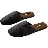 Yafirgeer Embroidered Satin Slippers for Women Men Fleece Lined Warm Slippers Elegant House Shoes Sandals Indoor Outdoor