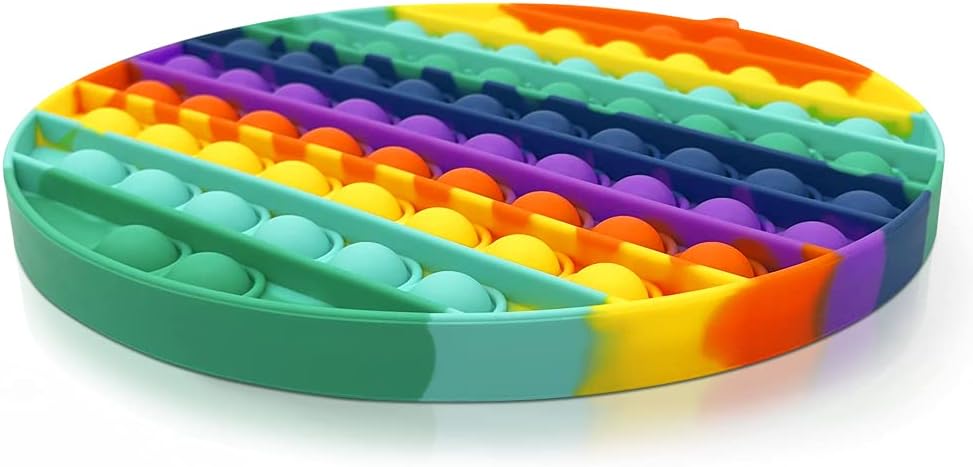OCACA Big Size Fidget Pop Toys, Pop Up It Push Bubble Sensory Toys to Relieve Stress & Anxiety for Special Education School Supplies, Kids and Adults, Rainbow 7.9 inch (Rainbow, Circle) : Office Products
