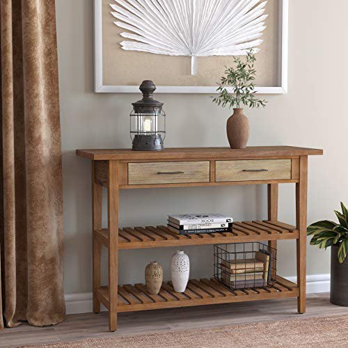 HOMECHO Rustic Console Table with Drawers, Farmhouse Hallway Entryway