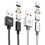 3 in 1 Magnetic Charging Universal 4FT/1.2M (Lightning + Micro USB +Type-C) Charger For iPhone iOS/Android and More by Mcdodo (Black)