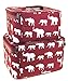 Elephant Print 2 Piece Train Case Cosmetic Set Travel Toiletry Luggage (Burgundy Red)