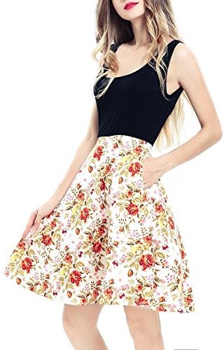 Women's Vintage Round Collar Sleeveless A-line Coktail Mini Dress (Medium, Color V - 5)