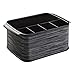mDesign Cutlery Holder with Handles - Decorative Cutlery Basket for Kitchen, Garden or Picnic - Storage Box with Large Compartments - Black