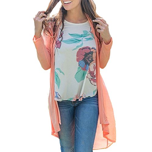 XOWRTE Cardigan for Women Black Long Sleeve Tunic Outerwear Blouse Jacket Autumn Solid Shawl Print Kimono Coat - Thumbnail 5