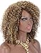 Kalyss Synthetic Brown Blonde Highlights Afro Kinky Curly Wigs for Women Side Parted Natural Looking Big Bouncy Hair Wigs