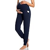 HIGHDAYS Maternity Pants with Pockets, Over Belly Maternity Leggings, Thick Pregnancy Joggers Sweatpants for Active Workout