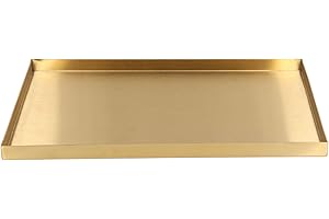 Gold Rectangle Tray, 12 x 8 Inch Stainless Steel Gold Plate Serving Tray, Decorative Cosmetic Perfume Jewelry Display Tray, O