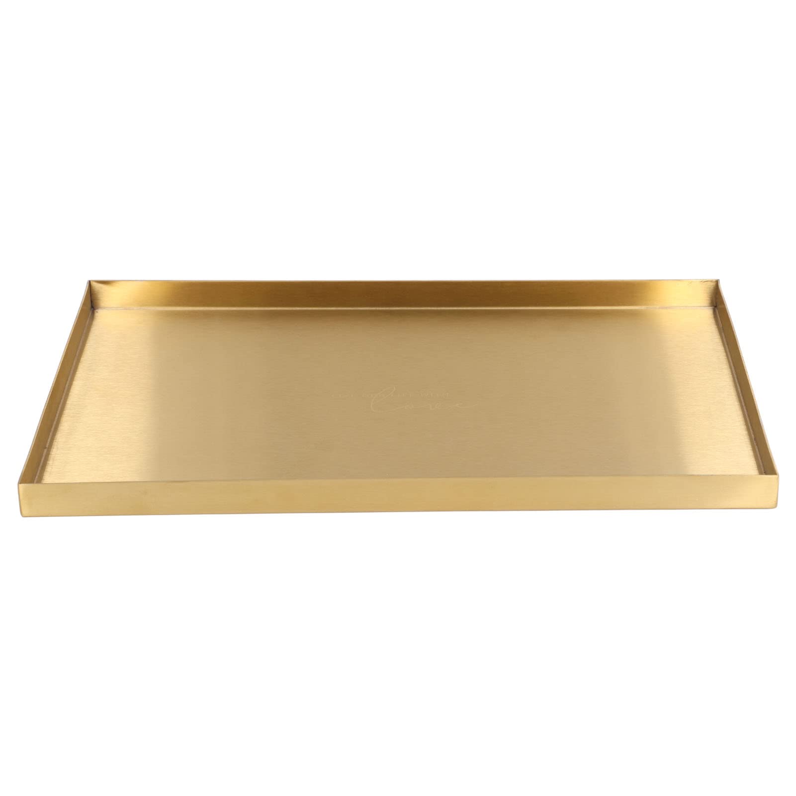 Dekaim Gold Round Decorative Tray,Rectangle Gold Plate Modern Metal Plate Rectangle Storage Tray Cosmetic Jewelry Display Stainless Steel Tray