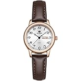 OLEVS Womens Watch Luxury Vintage Leather Watches for Women Simple Easy Read Minimalist Small Ladies Watch with Day Date Fashion Dainty Dress Waterproof Quartz Women's Wrist Watches Reloj para Mujer