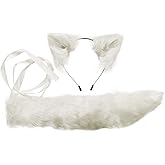 QinRuan Faux Fur Fox Cheshire Cat Ears and Tail Costume Party Props Anime Dress Up Set