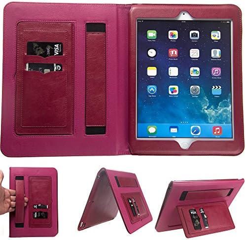 E XiuGe iPad Air 2 Case, Ultra Slim / Light Weight Smart Stand Case Cover with Card Slots, Protective Premium PU Leather Cover Case for Apple iPad Air 2(red)