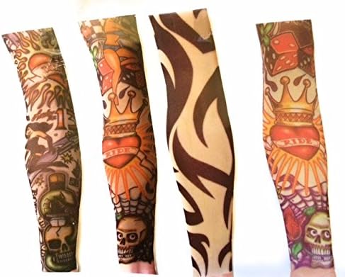 4pc Fake Temporary Tattoo Sleeves Slip On, 3 Adult/1 Child by Starvault