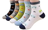 CHUNG Girls Boys 5 Pack Thin Cotton Crew Socks Cute Cartoon Design 1-9Y