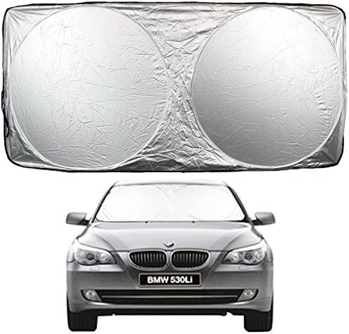 Pop Up Car Windshield Sun Shade Large Powerful Folding UV Protector Keeps Vehicle Cooler Silver