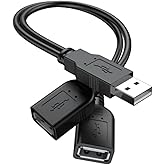 【2026 Upgraded】 USB 2.0 A Male to 2 Dual USB Female Jack Y Splitter Hub Power Cord Extension Adapter Cable (Not Supporting CarPlay and Android Auto)