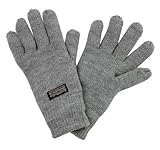 SANREMO Unisex Kids Knitted Fleece Lined Warm Winter Gloves (4-7, Light Grey)