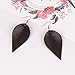 YOUTH UNION Genuine Leather Teardrop Earrings Boho Shard Lattice Leaf Dangle Pierced Earrings (Rose gold+Black+Brown)