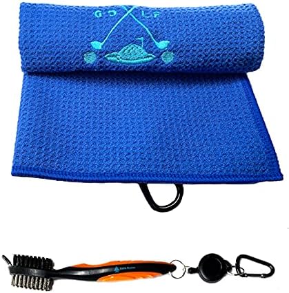 Ralch Wysom Blue Golf Towels for Golf Bags with Carabiner Clip and Golf Brush for Men Women, Waffle Microfiber FabricSport Travel Accessories for Ball Clean Wiping Sweat,Size16 x24 Ralch Wysom Blue Golf Towels for Golf Bags with Carabiner Clip and Golf Brush for Men Women, Waffle Microfiber FabricSport Travel Accessories for Ball Clean Wiping Sweat,Size16 x24