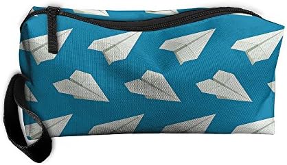 Paper Plane Pattern Cosmetic Bags Brush Pouch Makeup Bag Zipper Wallet Hangbag Pen Organizer Carry Case Wristlet Holder