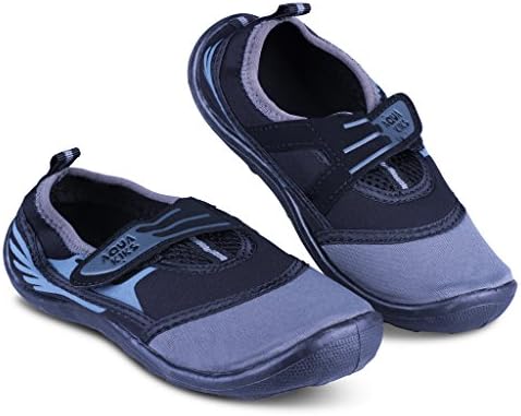 [A213-BLK/GRY-Y3] Aquakiks Boys Water Aqua Shoes, Kids &amp; Toddlers Waterproof Sandals, Gray