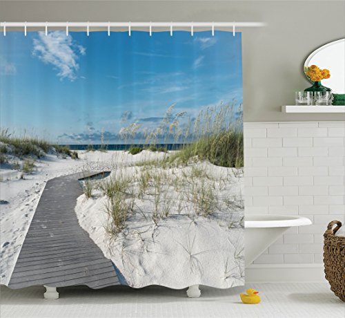 Ambesonne Beach Shower Curtain Rustic Beach Pathway Heads To Water