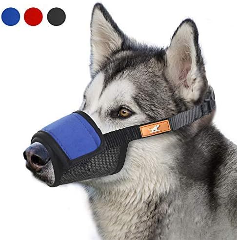Soft Dog Muzzle Cover with Dogs Hook & Loop for Small,Medium and Large Dogs, Anti Biting and Chewing, Adjustable, Breathable(M,Blue)