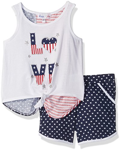 Freestyle Revolution Toddler Girls' 2pc Love Americana Short Set, White, 2T