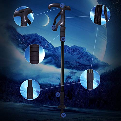 JinJin Trekking Poles - 2pcs Telescopic Adjustable Hiking or Walking Sticks Pole - Lightweight Quick Lock Walking or Hiking Stick Mountaineering (Black) - Thumbnail 6