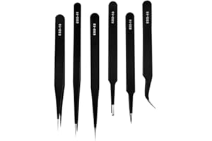 OPCC OPCC-136 6pcs Non-Magnetic Steel Fine Curved Tip Tweezers Forceps Anti-Static ESD 10 11 12 13 14 15 SMD chip-6pcs