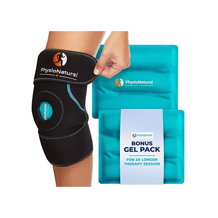 PhysioNatural Ice Pack for Knee Pain Relief, Reusable Gel Ice Wrap for Leg Injuries, Swelling, Knee Replacement Surgery…