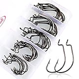 Sougayilang Fishing Hooks High Carbon Steel Worm Senko Bait Jig Fish Hooks with Plastic Box