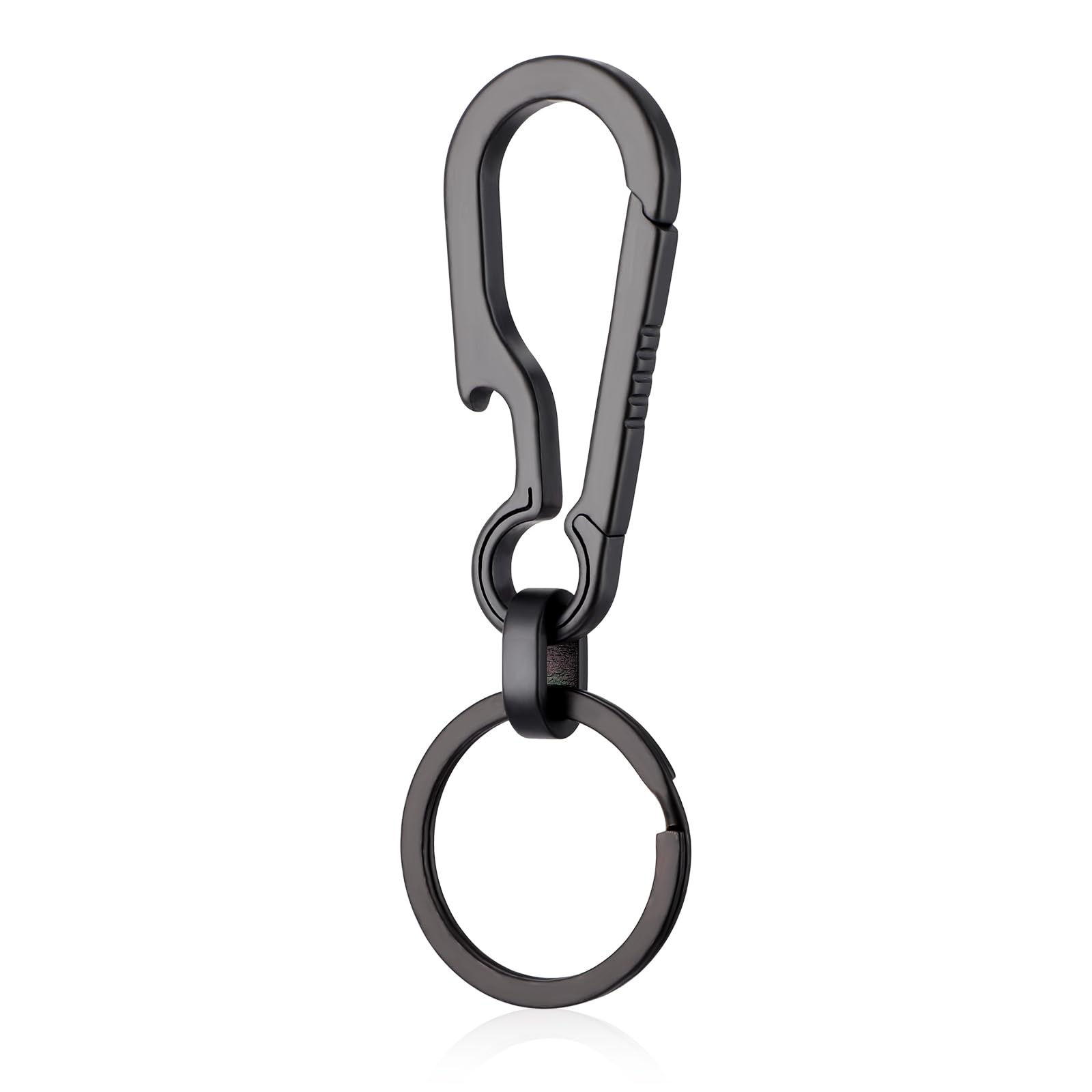 Ouligay Titanium Carabiner Keychain Key Carabiner Clip Heavy Duty Belt Clips Key Holder with Bottle Opener for Camping Hiking(Black)