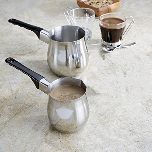 2 Piece Classic Turkish Coffee Wamer & Server Set Make and Serve Delicious Traditional Turkish Coffee Milk Warmer 12 Ounce and 24 Ounce Set - Thumbnail 2