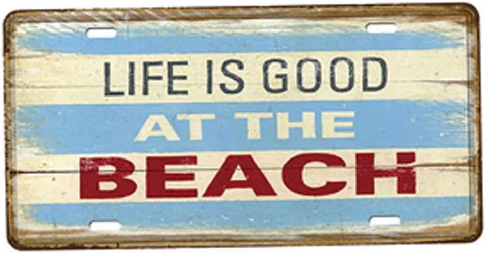 Flowerbeads Metal Beach Signs Retro Metal Poster Wall Palte Bar