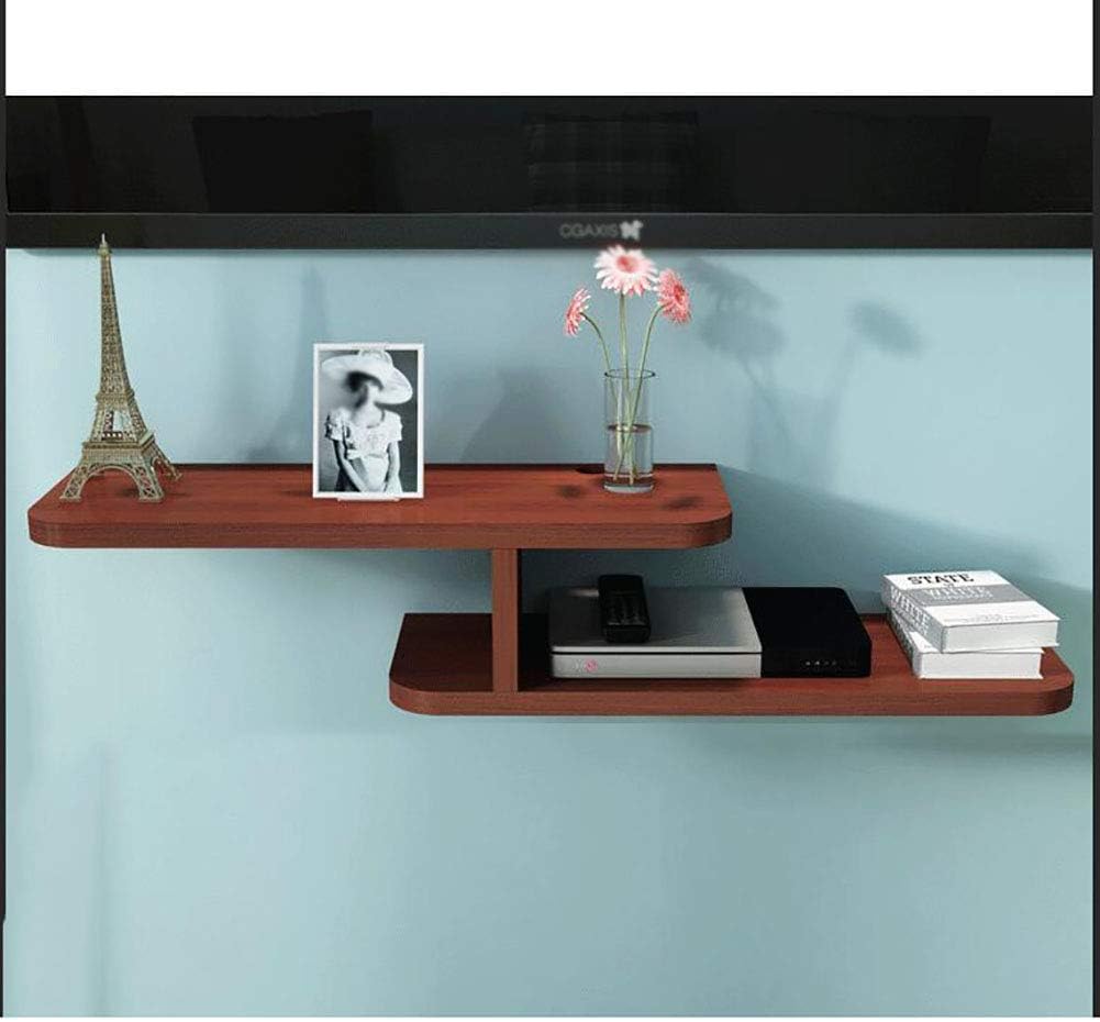 FHKBB Wall Mounted Tv Shelves Wood, Floating Media Console Entertainment Wall Shelf Hanging Tv