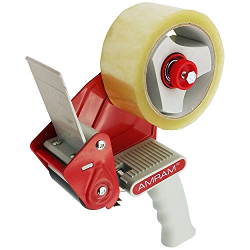 AMRAM Industrial 2" Packing Tape Dispenser, 3" Core, w/1 Roll of Clear Packing Tape 1.88" x 54 yds. BONUS KIT Includes Amram Clear Packing Shipping Tape, 1.88" x 109 Yards/Roll, 6 Rolls.