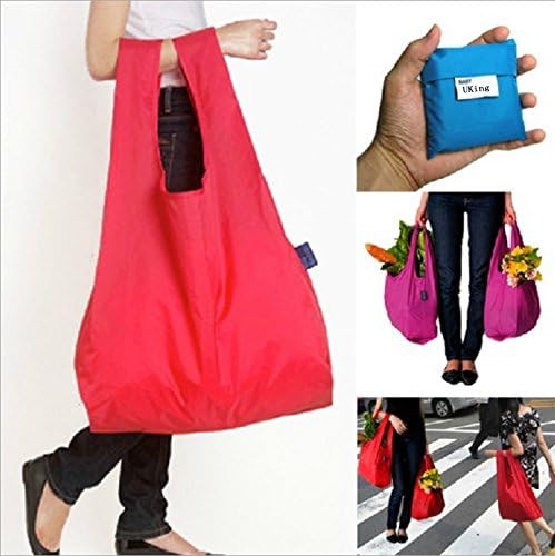 Balamiya Store Reusable Reinforced Foldable Handle Tote Shopping Bag Large 4 Pack- 4 Color Variety