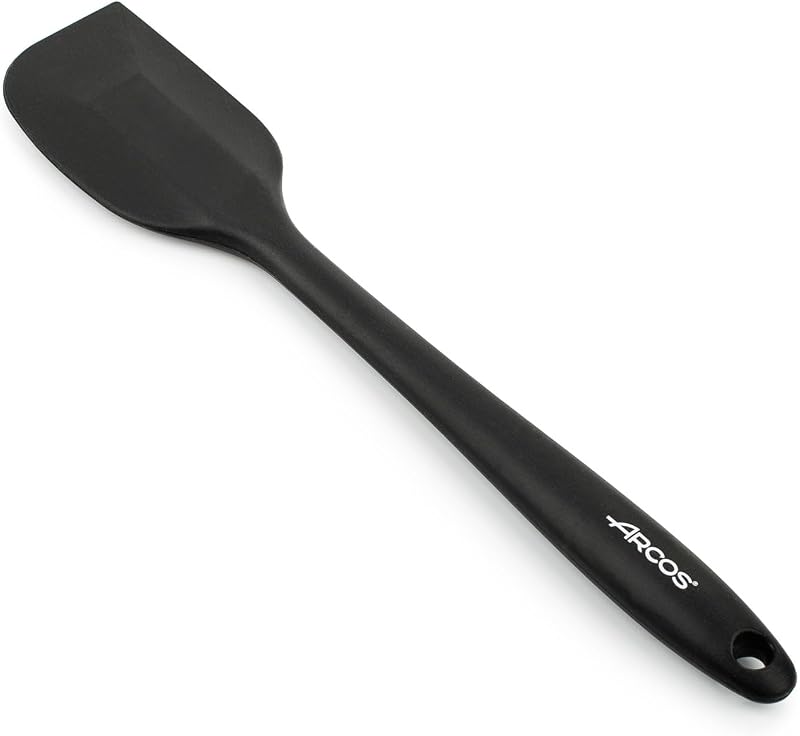 Espátula de silicone plana, retangular e flexível arcos 280 mm para virar, misturar e descolar alimentos na cozinha, língua de silicone profissional, preta