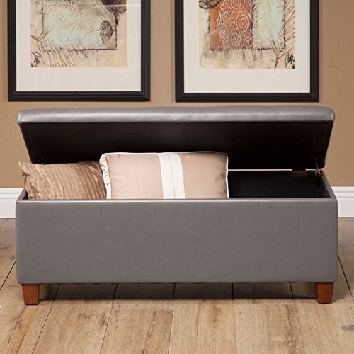 2 HomePop+Leatherette+Rectangular+Storage+Charcoal