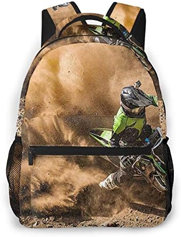 Travel Laptop Backpack Casual Backpack Motocross Dirt Bike, Anti Theft Durable Computer Bag, Water Resistant College School Bag for Women Men Fits 14 Inch Notebook