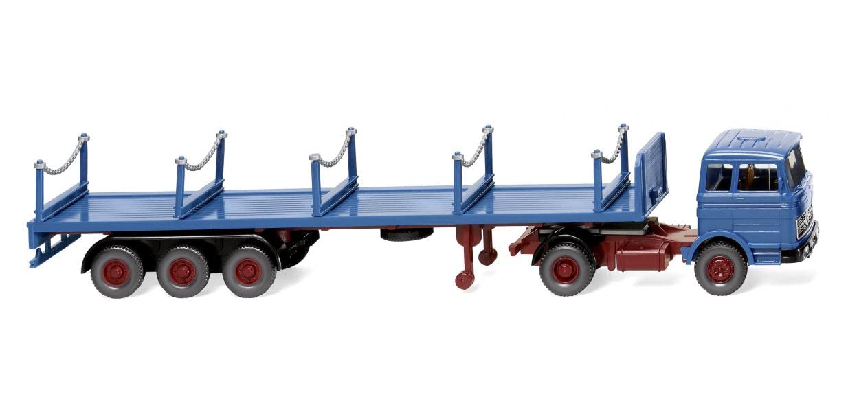 Wiking 055406 H0 Mercedes Benz stake semi-trailer - azure blue