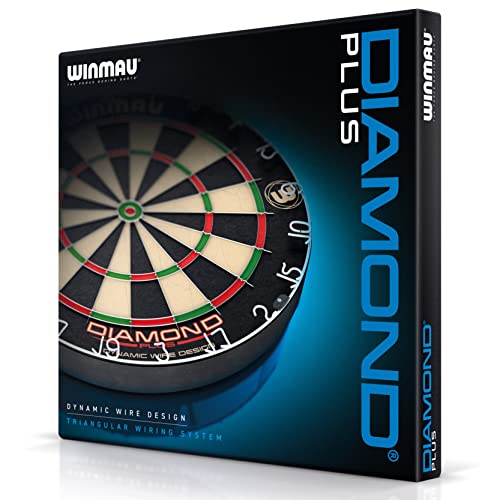 Winmau Diamond Plus Dartscheibe – PDC Turnier Steeldartscheibe, Ultra-Dünnes Drahtsystem, Hochdichte Sisal | Erhältlich als Dartboard, Surround-Set oder Dartschrank-Set mit Steeldarts