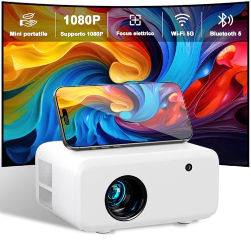 Mini Portable Projector 2025 Upgraded, Visulapex V3 PRO Projector 12000 Lumens Support FHD 1080P, 50% Zoom and Electric Focus, 5G WiFi Bluetooth Video Projectors for iOS/Android/TV Stick/HDMI/USB