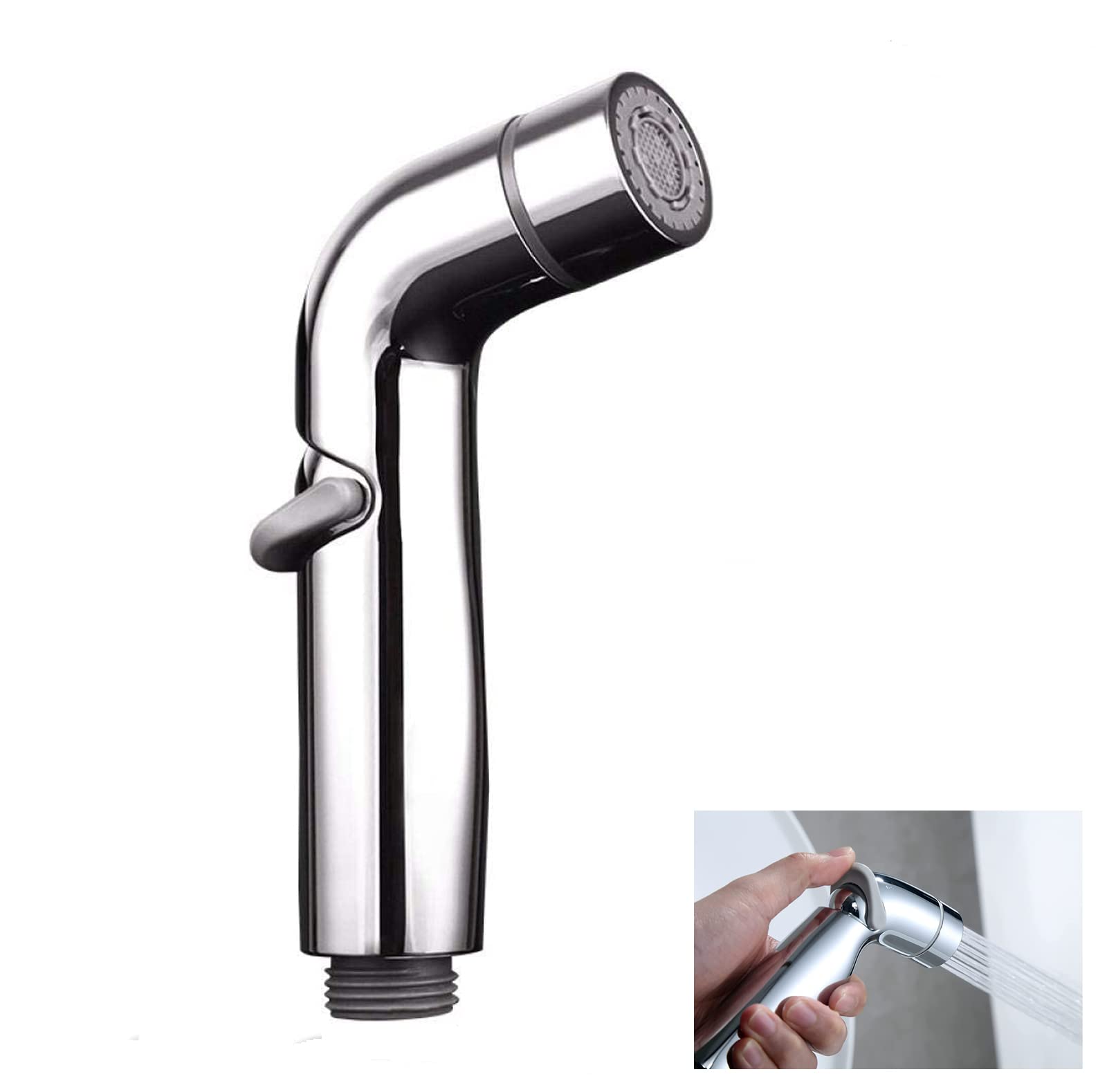 woojfcang Handheld Toilet Bidet Sprayer Head Adjustable Pressure Control Shower Douche Sprayer Replacement,Water Gun Flusher Nozzle Shower Bidet Tap for Toilet Bathroom - ABS Chrome Bidet Attachment