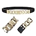 DRESHOW 3 Pack Metal Leaves Belts Roses Floral Elastic Dress Belt Stretchy Waistband for Women Interlocking Buckle
