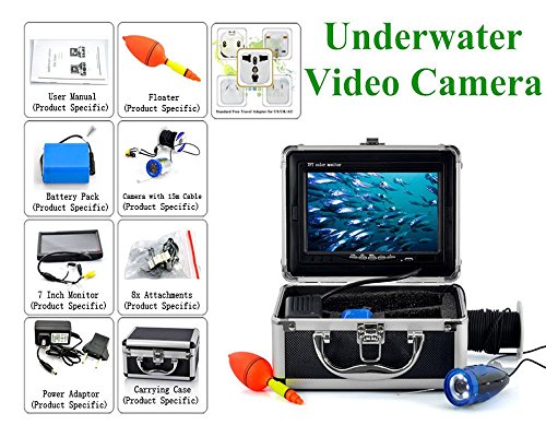 Anysun Underwater Fish Finder With Video Recorder DVR Function Professional Fishing Video Camera 7" TFT Color LCD HD Monitor 1000tvl CCD 30M Cable Length. Easily Watch the Fish Bite