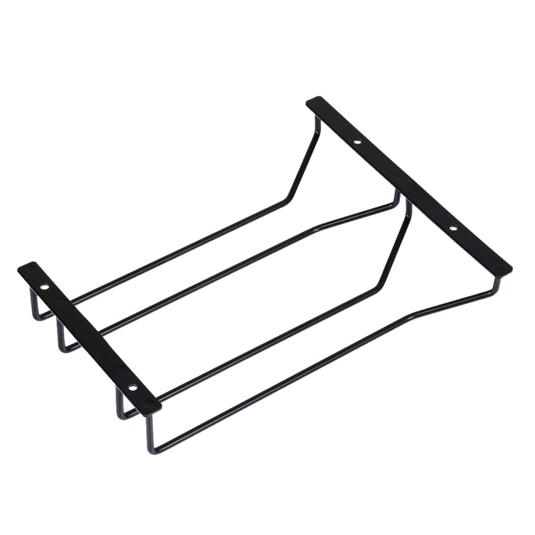 Dianoo Wine Glass Holder, Stemware Holder, Wine Rack Under Cabinet with Screw 27 cm, 2 Rows Black