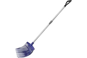 COUNTRY PRIDE Original Farm Fork, Virtually Indestructible Polycarbonate Head with 16 Tines, Telescopic Aluminum Handle 2.5 to 3.7 Feet, Lightweight and Durable, Made in Sweden with 2-Year Warranty (Navy Blue)