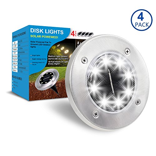 Solar Ground Lights,Garden Pathway Outdoor In-Ground Lights,Landscape Lighting Decor Lawn Light,for Driveway Pathway Walkway In Ground Underground Buried Light,Upgraded With 8 LED (4 pack) (white) - Thumbnail 7